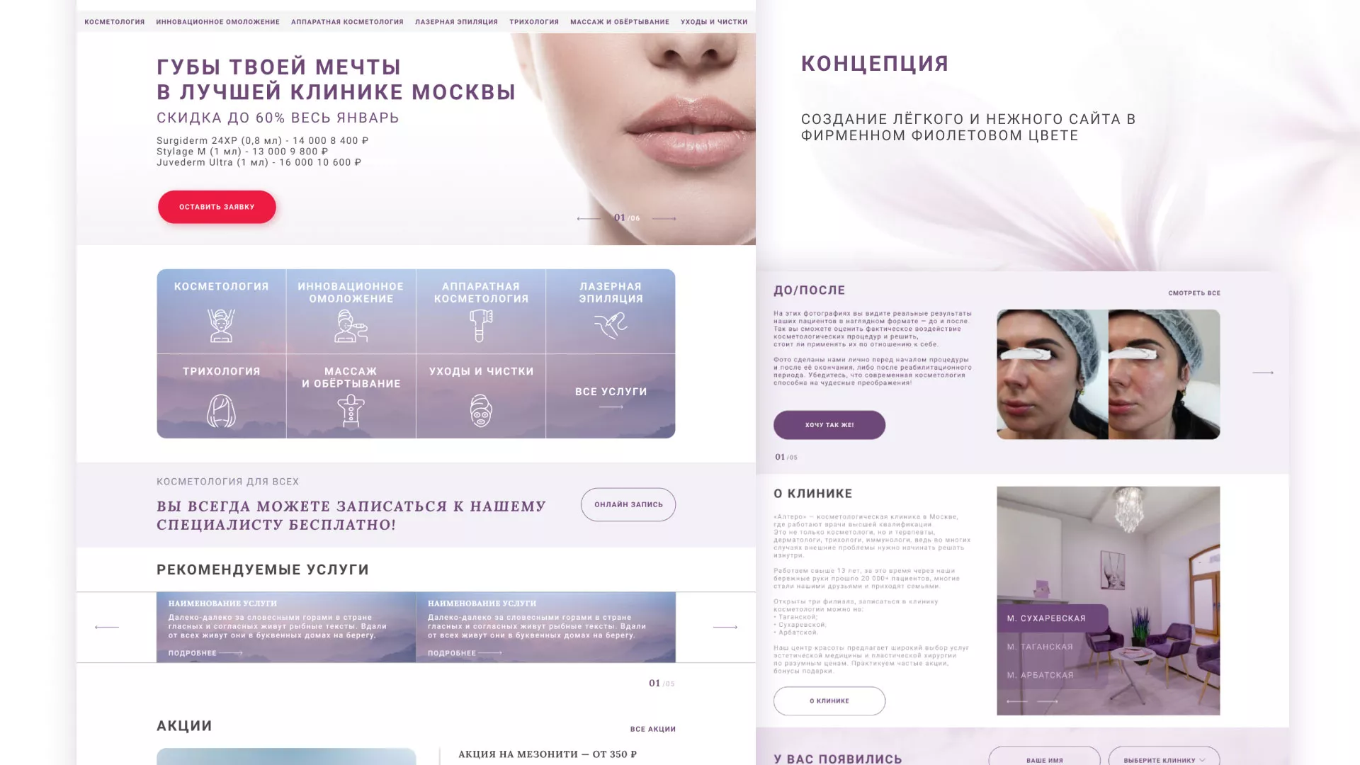 Создание сайта сети клиник эстетической косметологии «Алтеро» в Нытве