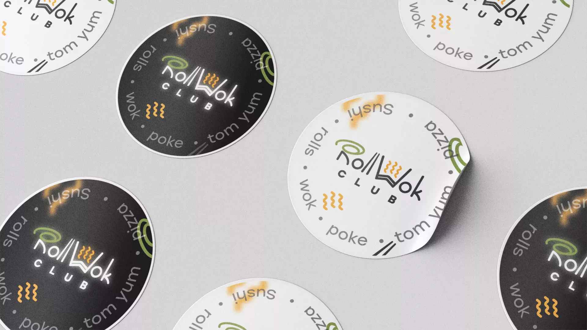 Разработка наклеек для суши-бара «Roll Wok Club» в Нытве